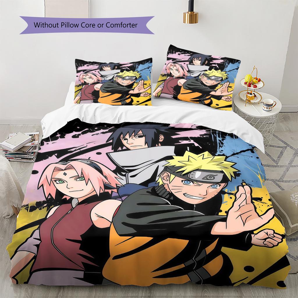 Naruto Team 7 Collection Bedding Set, 1 Duvet Cover & 2 Pillowcases, Suitable for Bedroom, Ideal Gift for Naruto Fans