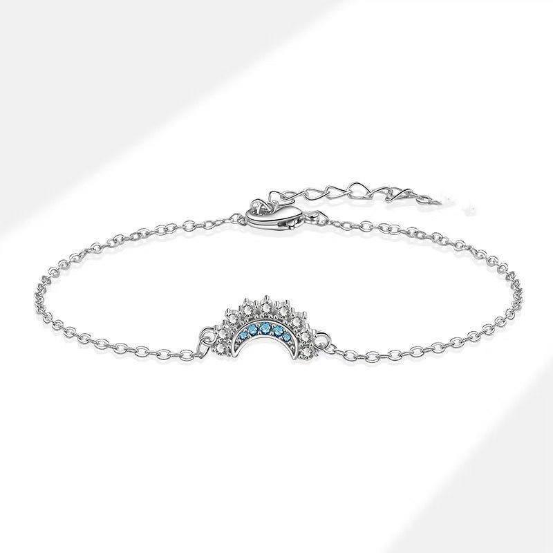 Moon And Sun Zirconium Chain Couple Bracelet Ins Fashionable Elegant Bracelet 1PC Lady And Simple Silvery moon