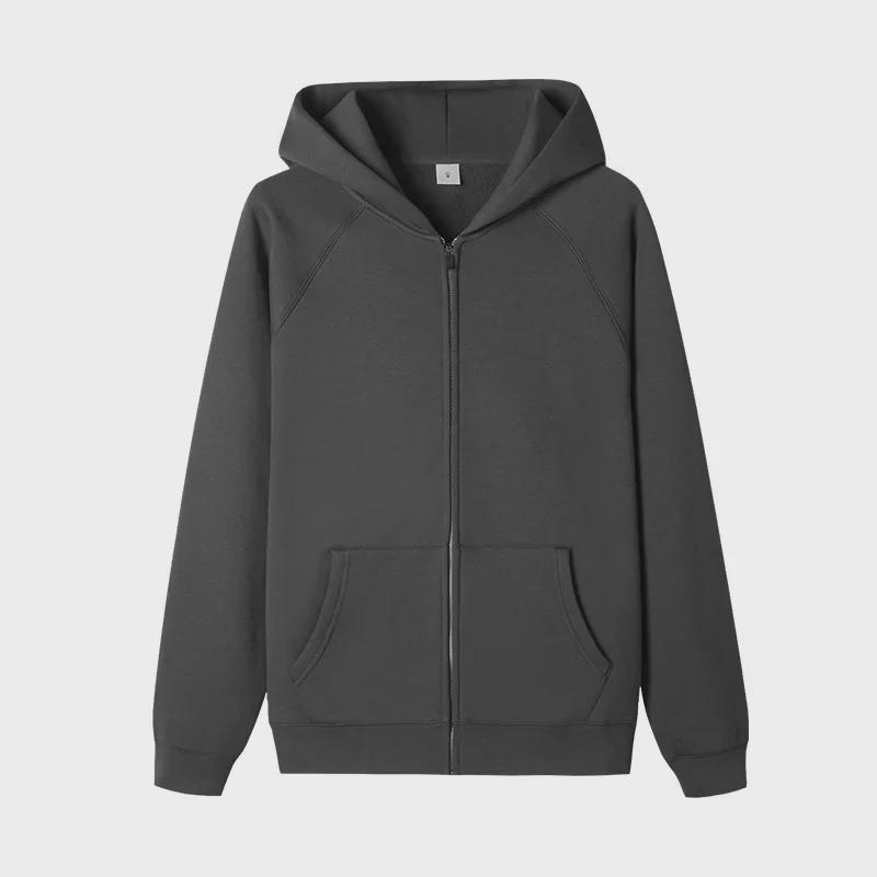 Men's Plush 360g Heavyweight Zipper Hoodie - Trendy, Versatile Sweatshirt for Fall and Winter