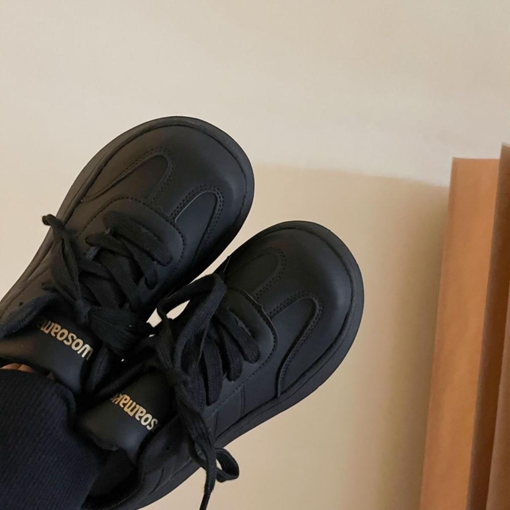 High-value Skirt Black Heightening Platform Shoes Children's Autumn New Versatile Sports Retro German Training Board Shoes