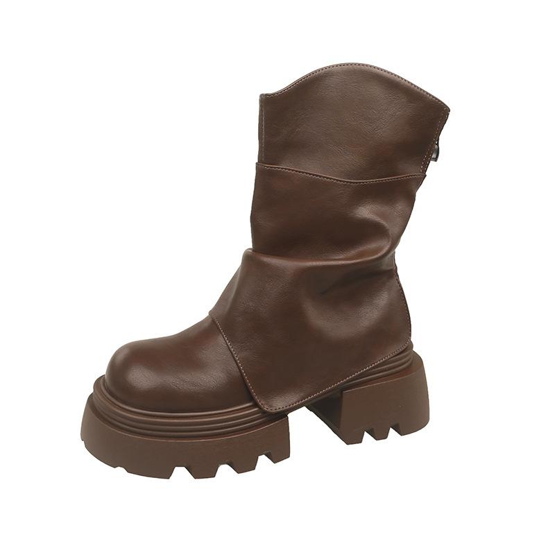 Drag cool Internet celebrity fashion skirt boots women's short boots 2025 autumn and winter new thin Martin boots thick-soled muffin trouser boots