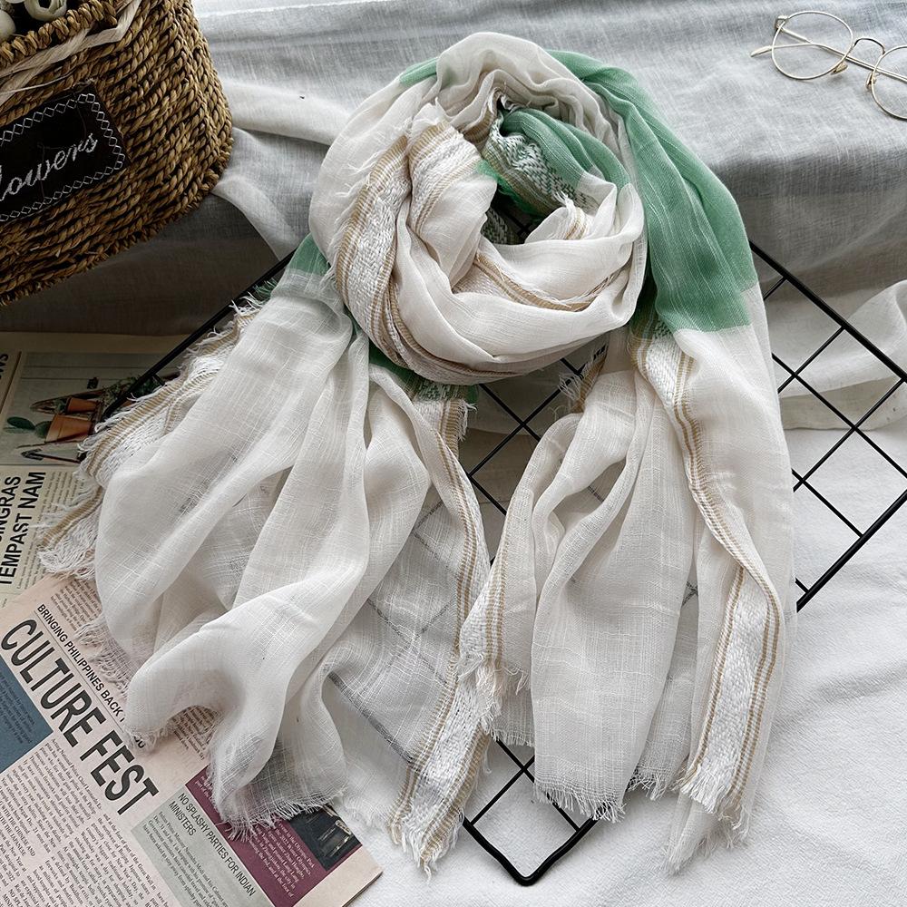 

Длинный Хлопковый Тюль Модный Цветной Блочный Шарф-Бамбуковый Узел Жаккардовое Кружево Летняя Шаль Трендовое Сочетание 190*85cm