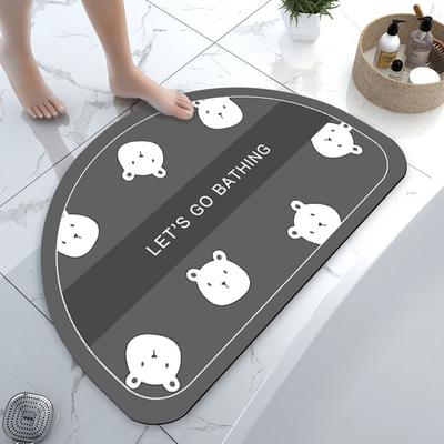 Diatom Mud Bathroom Cartoon Door Mat, Water Absorption and Non-slip Toilet Quick-drying Toilet Semicircular Door Mat Is Simple