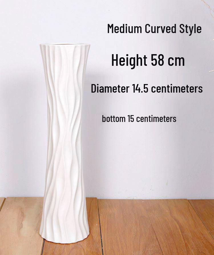Moderne weiße Keramik-Bodenvase: Europäisches Minimalistisches Design für Wohnzimmer-Dekorationen, Getrocknete & Seidenblumen