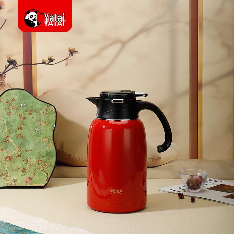 304 Stainless Steel Insulated Tea Pot, Large Capacity White Thermos for Brewing & Keeping Tea Warm 2000ml