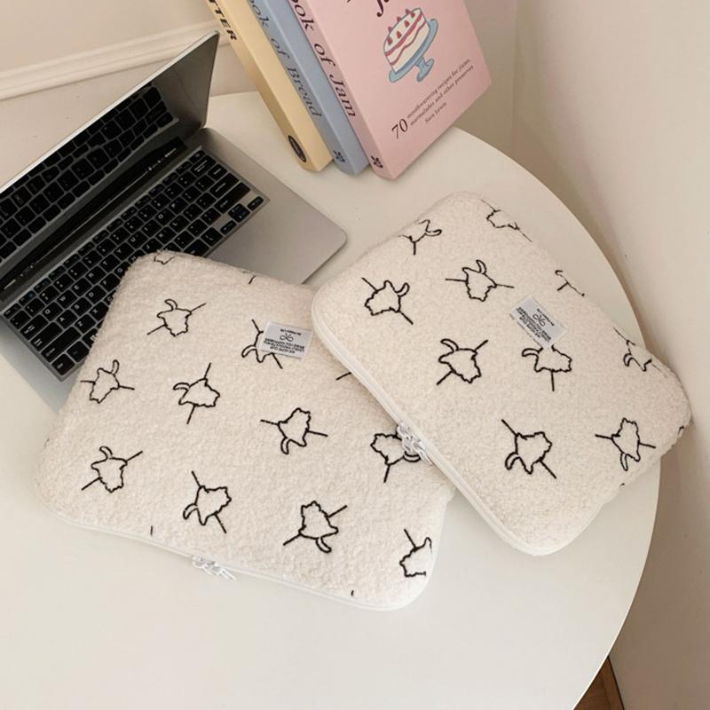 Plush Laptop Sleeve Case 13/14 Inch Notebook Bag For Macbook Air Pro Lenovo Hp 11 Inch Tablet Pouch For Ipad Portable Bag