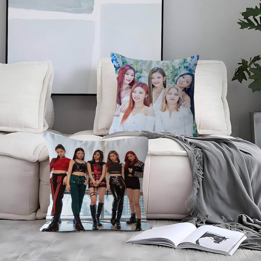 KPOP Group-I-ITZYS Office Cushion Pillowcase Car Cushion Cover45X45CM Lumbar Pillowcase Sofa Pillowcover