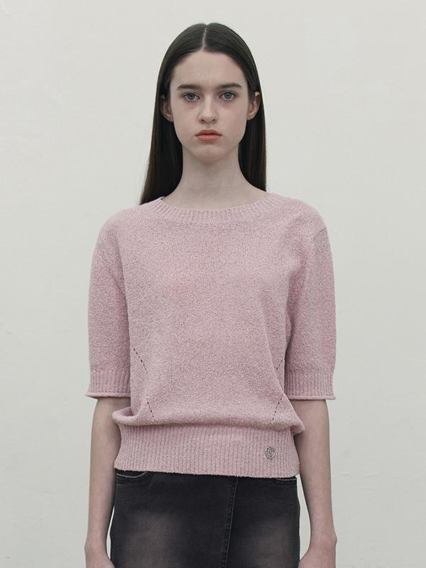 Kirsh Collection Half Sleeve Crop Knit [Pink] 1