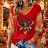 Women's Fashion V-Neck Printed 3/4 Sleeve Casual Top for Halloween