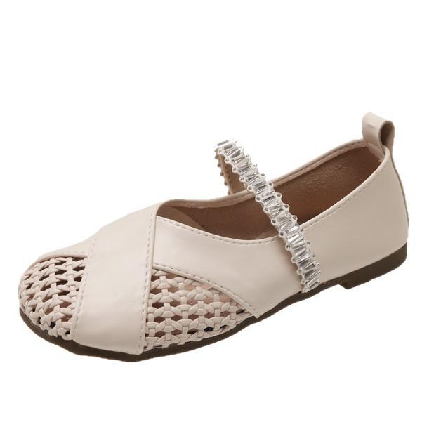 Mary Jane Shoes Children's Flat Silver Summer Hollow with Skirt One Pedal Weaving 2025 New Evening Single Shoes