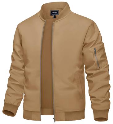 [TACVASEN] Motorcycle Jacket Men's Outerwear MA-1 Coach Jacket Summer Autumn Business Sports Stylish Water Repellent Windproof Blouson Thin Khaki 2XL