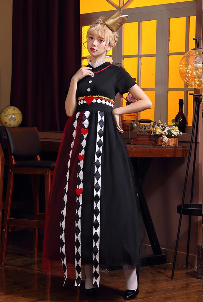 Shangki Alice Costume, Queen of Hearts Cosplay, Halloween, Roman Costume, Women's, Red, Adult, Sexy Costume, Stage Costume, Party Wear (S/M)