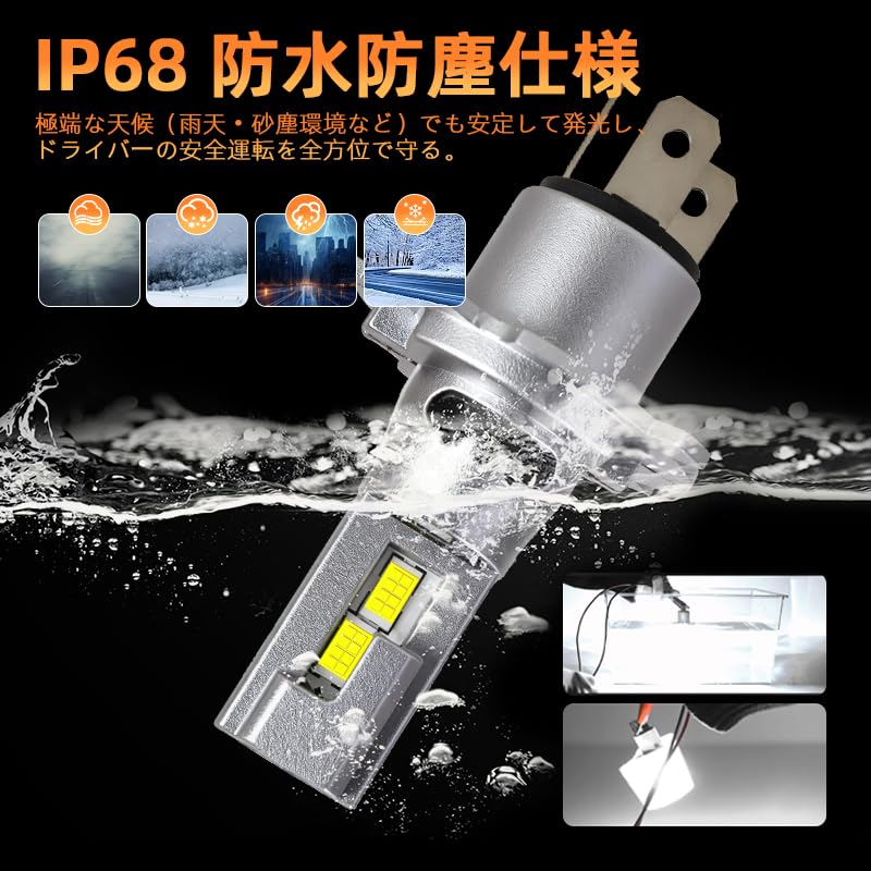 CAMOTO H4 LED Headlight 32 CSP Easy Compatible with 12V Set of Vehicle Inspection 50W LED Bulbs with Long Life for Cars and L1 Series Bulbs, Hi/Lo,