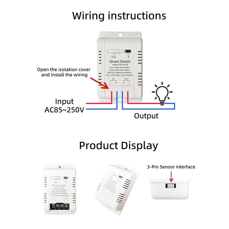 WiFi Temperature Switch with 1M Sensor EWelink Smart WiFi 20A Thermostat Temperature Switch Supports Voice ControlJAS