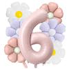 7pcs Matte Finish Daisy Balloon Number Wedding Decor Birthday Party Decoration Aluminum Foil Balloon Baby Shower Decorations