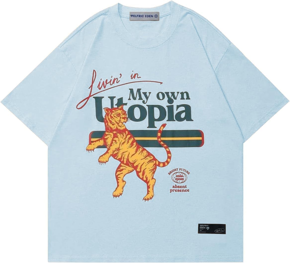 

Aelfric Eden Mens Oversized MAN T Shirts Tees Tiger Graphic Tee Print Cotton Tops Streetwear Casual Shirt 3XL