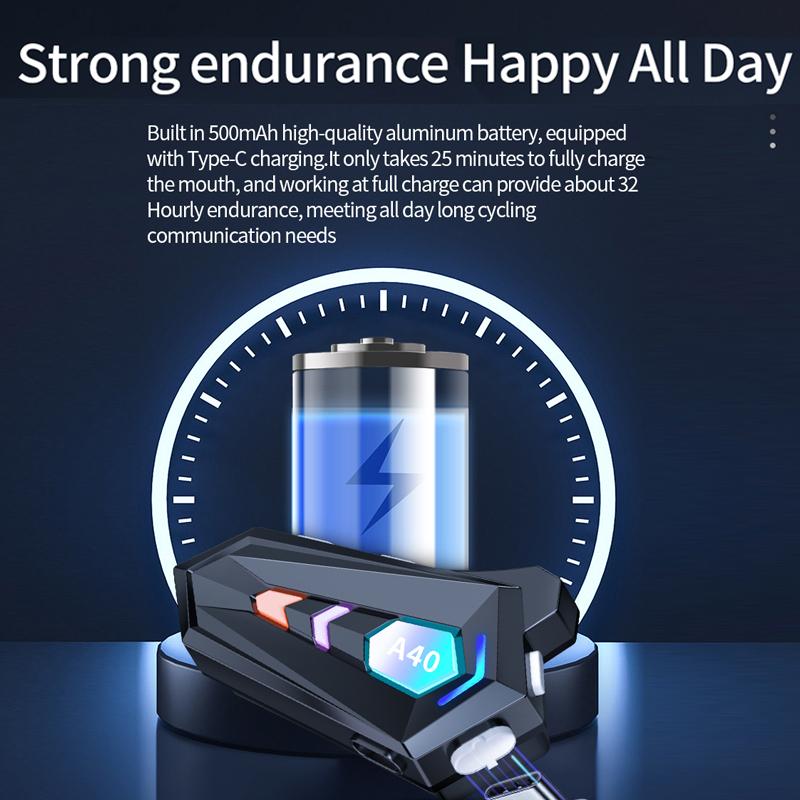 Zestaw słuchawkowy do kasku motocyklowego Bluetooth 5.3 Bezprzewodowa słuchawka głośnomówiąca z kolorowymi słuchawkami RGB Wodoodporne słuchawki do jazdy na nartach