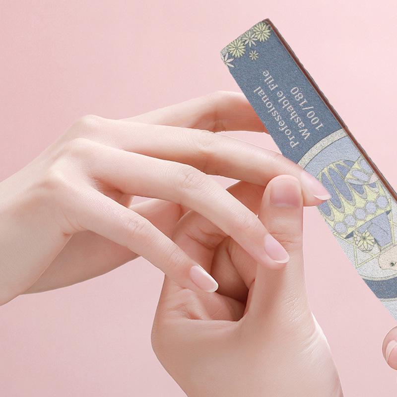 Printable Washable Rhombus Crystal Nail File - 100/180 Grit, Wear-Resistant Sanding Strip for Shaping.