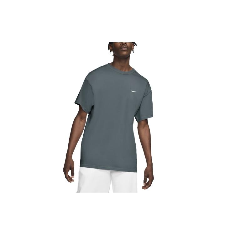 Nike Lab Solo Swoosh Basic Sports Short Sleeve Gray Blue Grayblue Men s DA0321-387 XS
