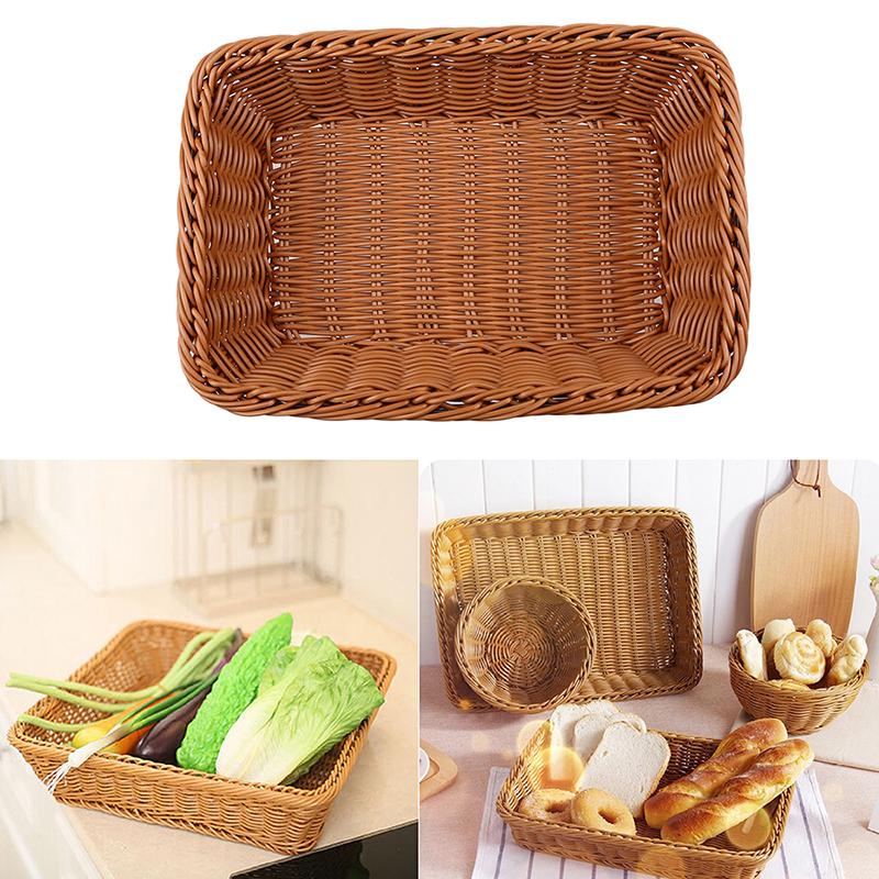Rattan Bread Storage Basket Home Kitchen Vegetable Storage Organization Fruit Snack Storage Woven Basket
