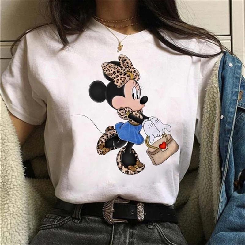 Y2k 90s Fashion T Shirts Gothic Fashion Mickey Tshirt Minnie Mouse Print T-shirt Women T Shirt Female Clothes Kawaii Disney