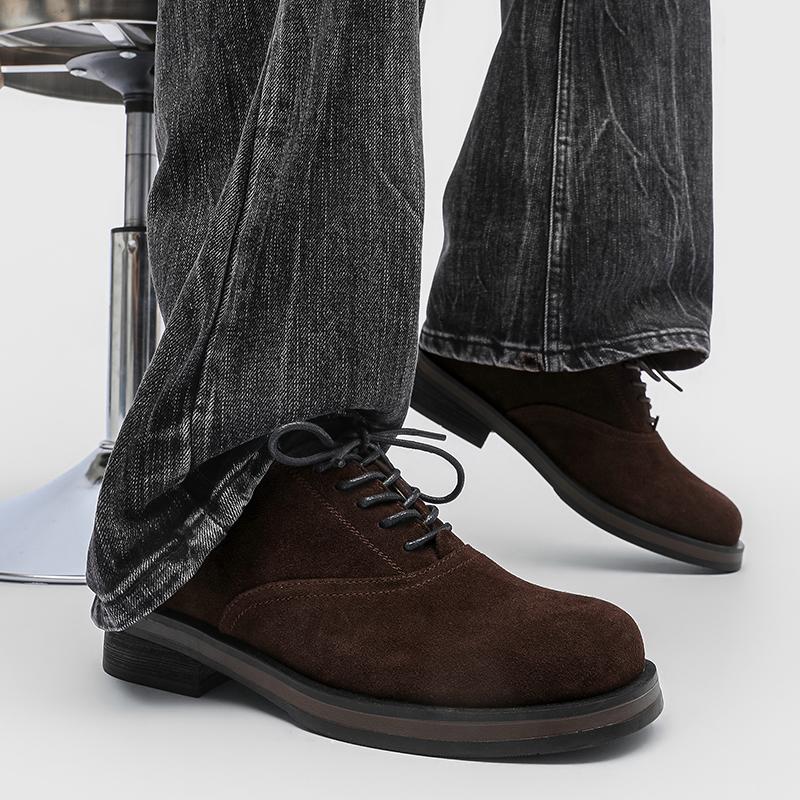Luxury Brand Lace-Up Outdoor Shoes Men Casual Suede Leather Business Oxford Shoes Classic Retro High Quality Thick Bottom Shoes