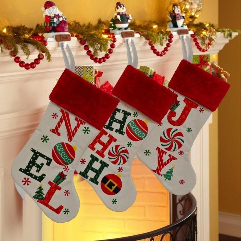 Alphabets Holiday Sock Decoration With Polyester Materials Quick Attachment Hook Multipurpose Festival Ornament