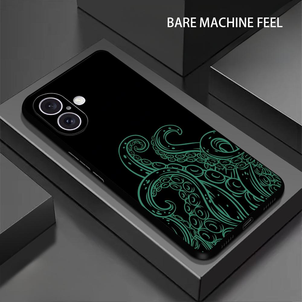 Art Octopus Tentacles Cool Phone Case For iPhone 17 16 15 14 13 12 11 X XR XS 8 Plus Mini Pro Max Soft Black Shockproof Cover