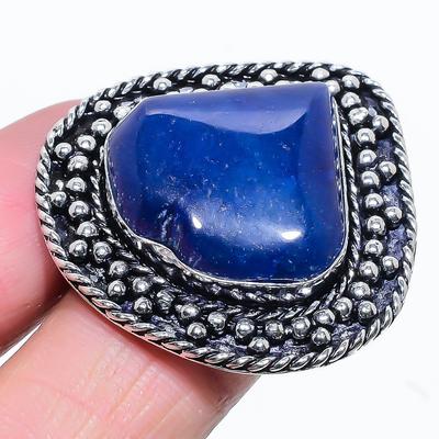 Natural Lapis Lazuli Gemstone Handmade 925 Sterling Silver Ring Size 7.5 p2I89