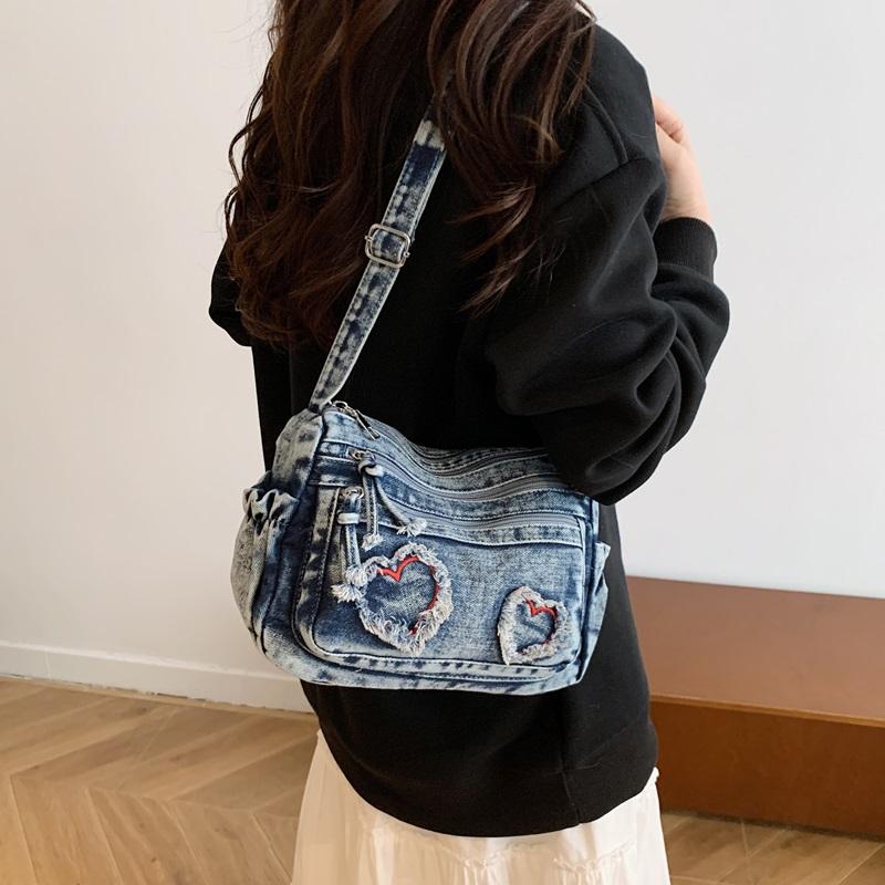 Shoulder Bag Denim Crossbody Bag Women Commuter Handbag