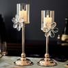 Cup Shaped Petal Glass Candlestick Crystal Romantic Candles Stand  Aromatherapy