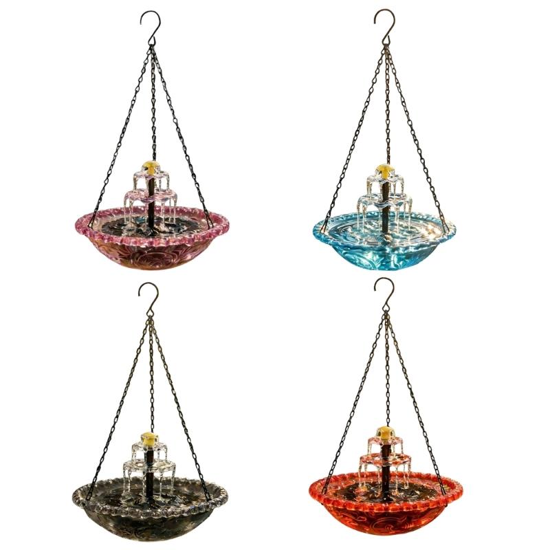 Cascading Hanging Bird Bath Fountain Solar Hanging Bird Feeder With Waterfall Effect For Backyard And Garden