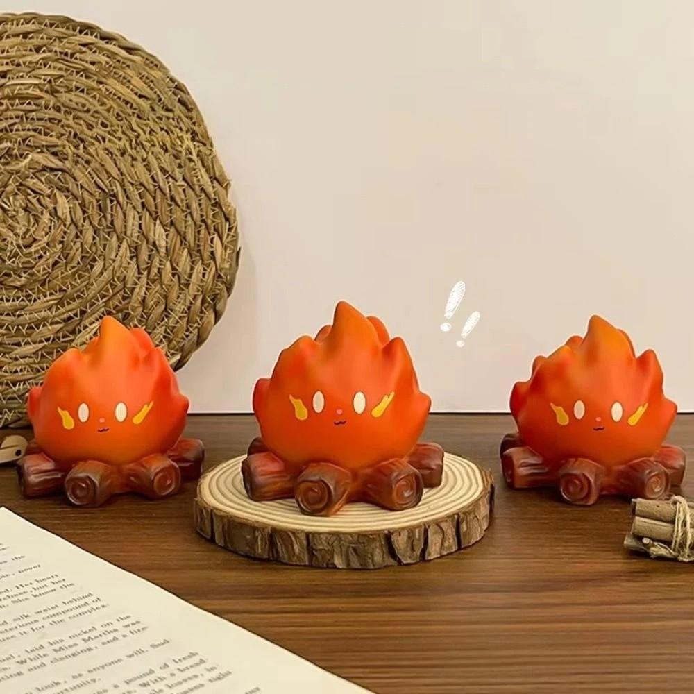 Flame Design LED Electronic Candle Lamp Cute Cartoon Bonfire Ambience Night Light Small Size Nordic Design Bonfire Lamp