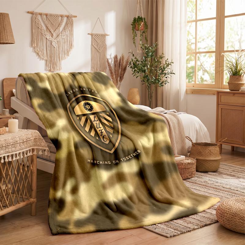 Leeds United Football Print Flannel Blanket Soft Warm Sofa Bed Throw Blanket For Home Office Bedroom