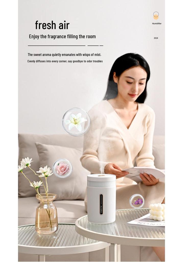 1L Large Silent Aromatherapy Humidifier with Ambient Light for Home or Office