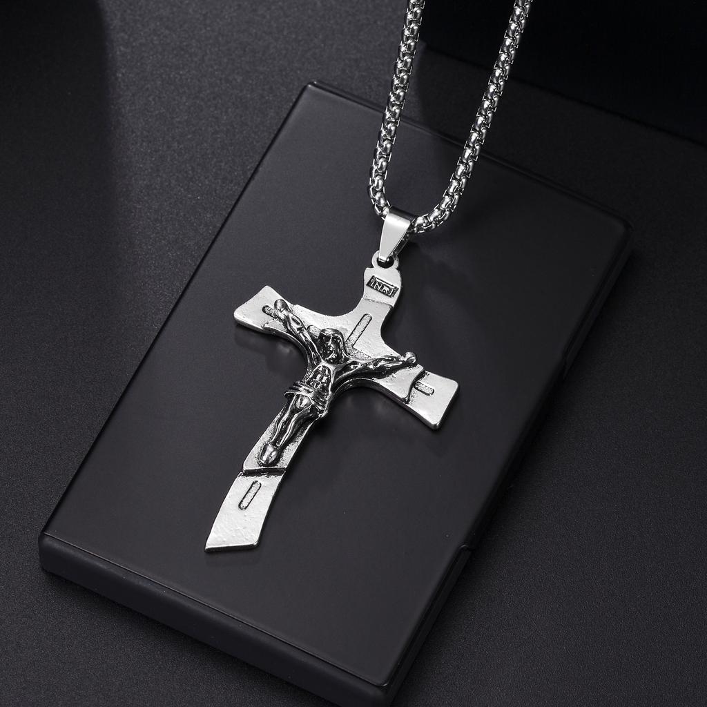 Christian Jesus Cross Necklace for Women Men Stainless Steel Chains Choker Religion Pendants Jewelry Prayer Baptism Gift