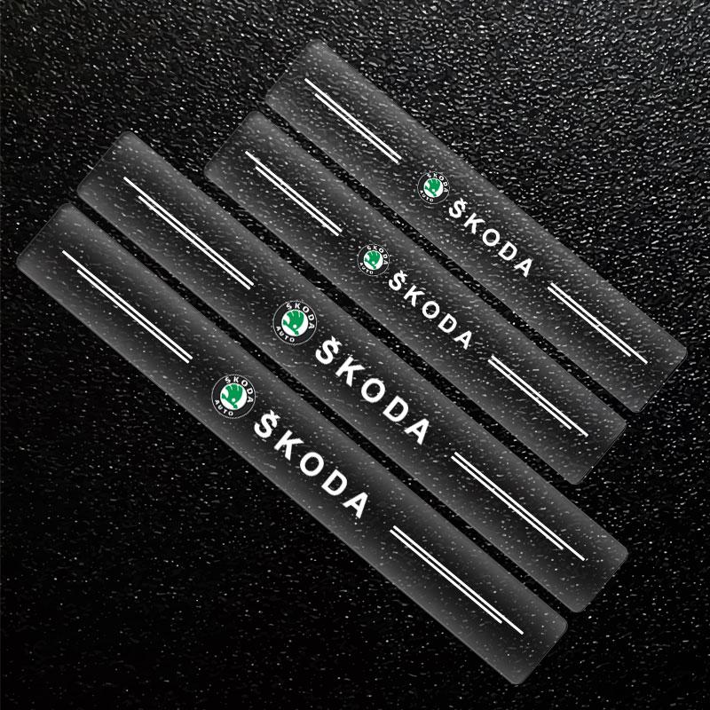 Car Door Sill Protector Stickers Transparent Decor Decal Threshold Strip For Skoda Octavia Fabia Kamiq Kapoq Kodiaq Rapid SCALAAS2