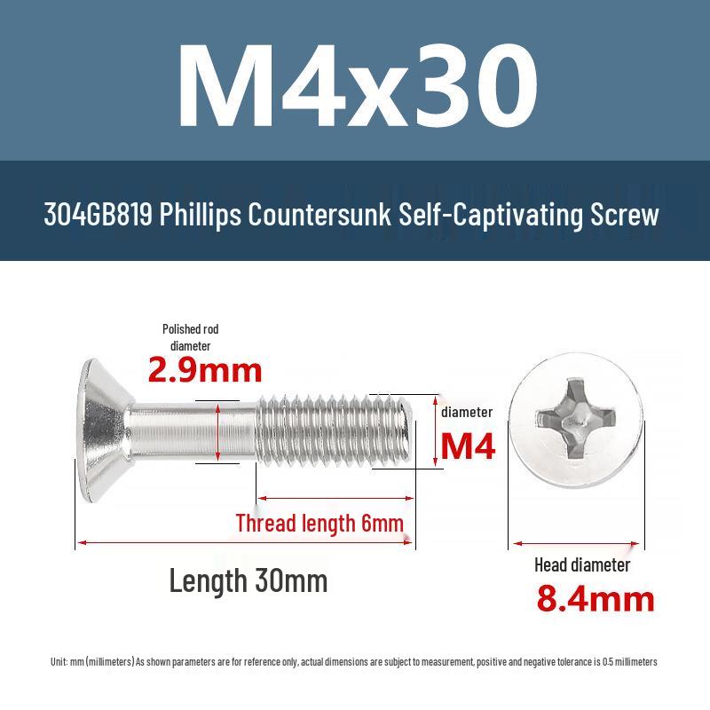 Yigu 304 Stainless Steel M3M4M5 Anti-Loosening Captive Countersunk Screw