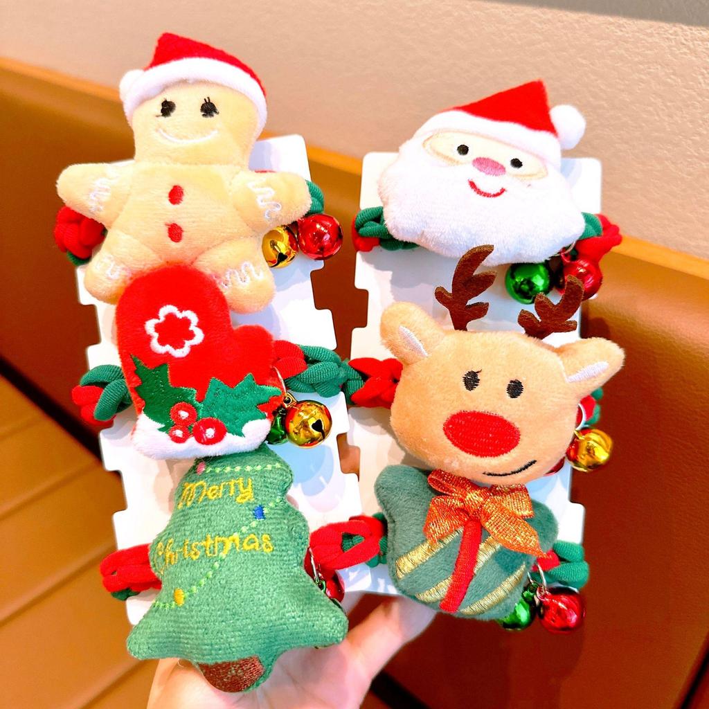 Christmas Tree Plush Elastic Hair Ties for Children