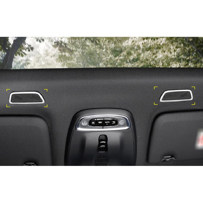 For Volvo XC90 2016- Silver Steel Rear Reading Light Lamp Frame Trim 2PCS