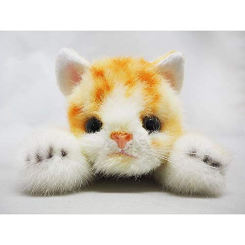 Sanei Boeki Graceful Reproduction Kitten Miya Gold Crawling Plush Toy, 9cm Tall, Made in Japan