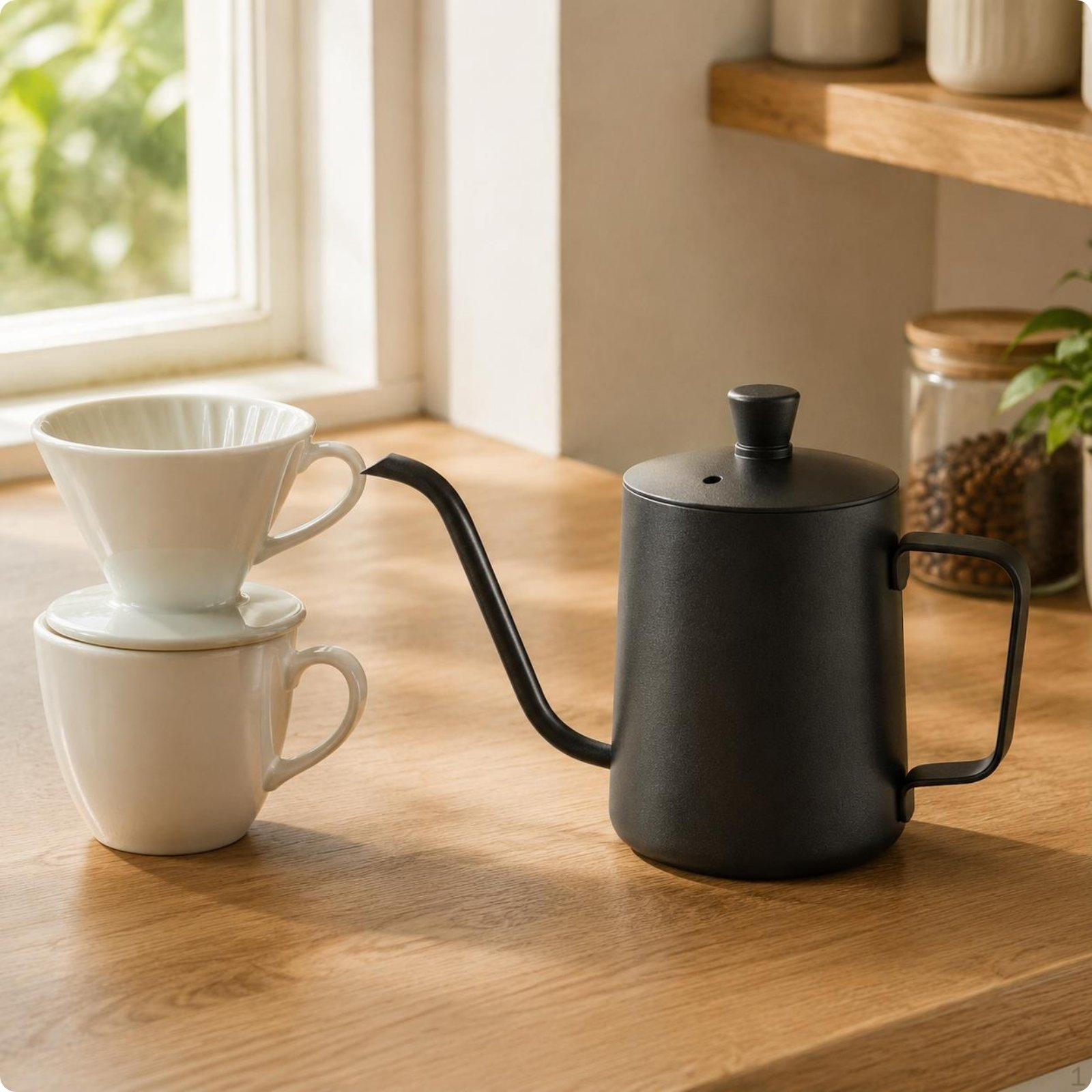 Manuelle Kaffeekanne Pour-over Kessel Minimalistisch Schwanenhals 201 Edelstahl Schwarz 350ML 304 Ss Black 350ML