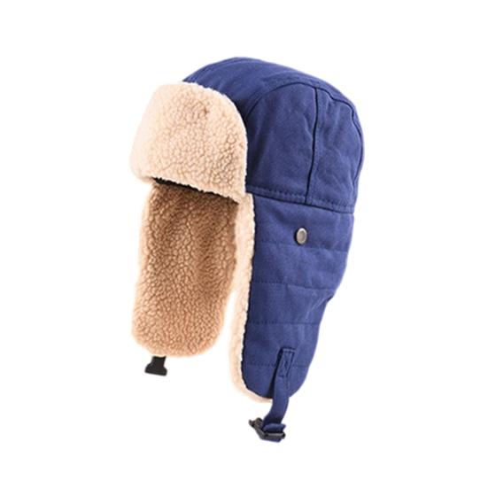 Lei Feng Hat Thickened Inner Lining Solid Color Buckle Closure Versatile Tarp Hat with Ear Protection Daily Clothing