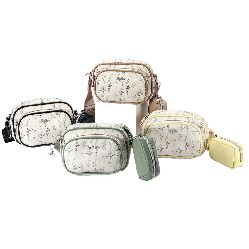 High Quality PU Leather Women's Handbags Purse Ladies Flower Printing Small Shoulder Bags Multifunctional Commuter Crossbody Bag