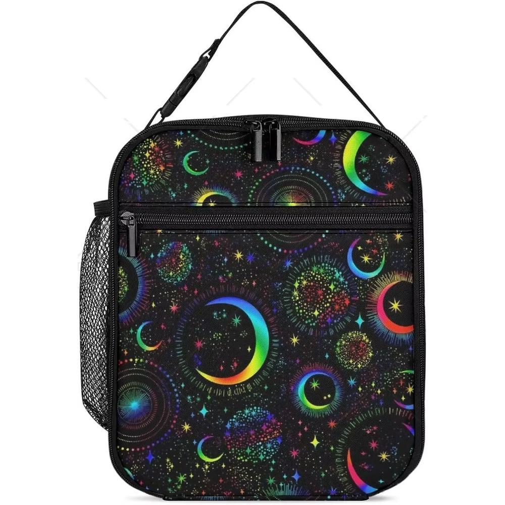 Lila und Blaue Schwebende Neonsterne Tragbare Lunchtasche Isolierte Lunchbox Wiederverwendbare Tragetaschen für Frauen Männer Arbeit Picknick Camping