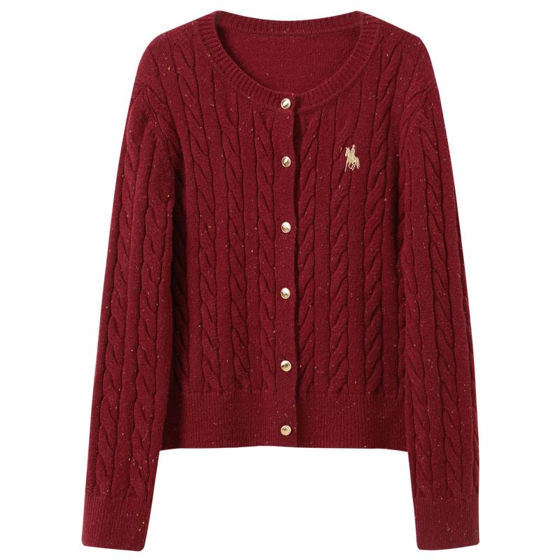 Sancai Women s Embroidered Cable Knit Cardigan S