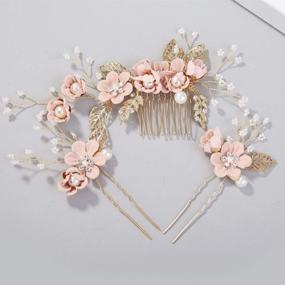 4 Stück Handgefertigte Braut-Haarkämme Künstliche Blume Hochzeitsfrisur Mode Blumen-Haarnadeln Geschenk