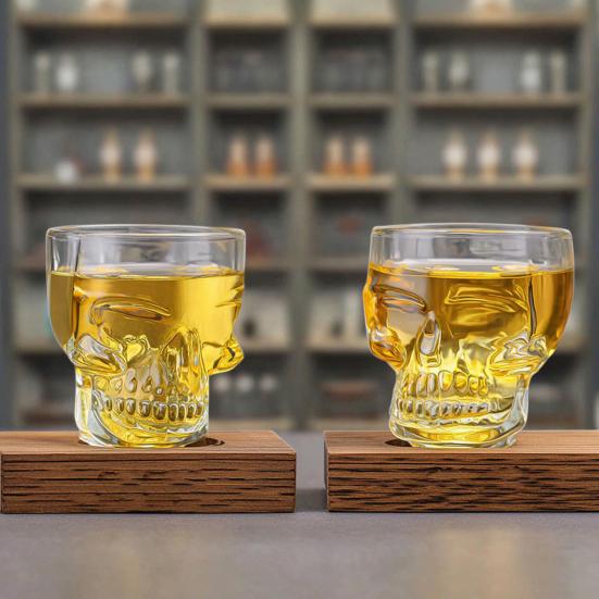 Skleněná karafka ve tvaru lebky, 3D gotická láhev na whisky se zátkou, Nový dávkovač likérů pro domácí bar, Halloweenský dárek