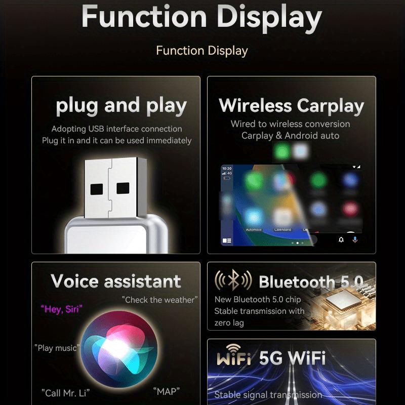 Wireless 2-in-1 CarPlay and Android Auto adapter, suitable for wired systems, compatible with i0S 10+/Android 11+