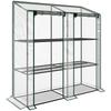 Mini Garden Greenhouse, 3-Tier, Plastic Cover, 2 Roll-Up Doors, 6 Shelves, 143 X 46 X 141/151 Cm